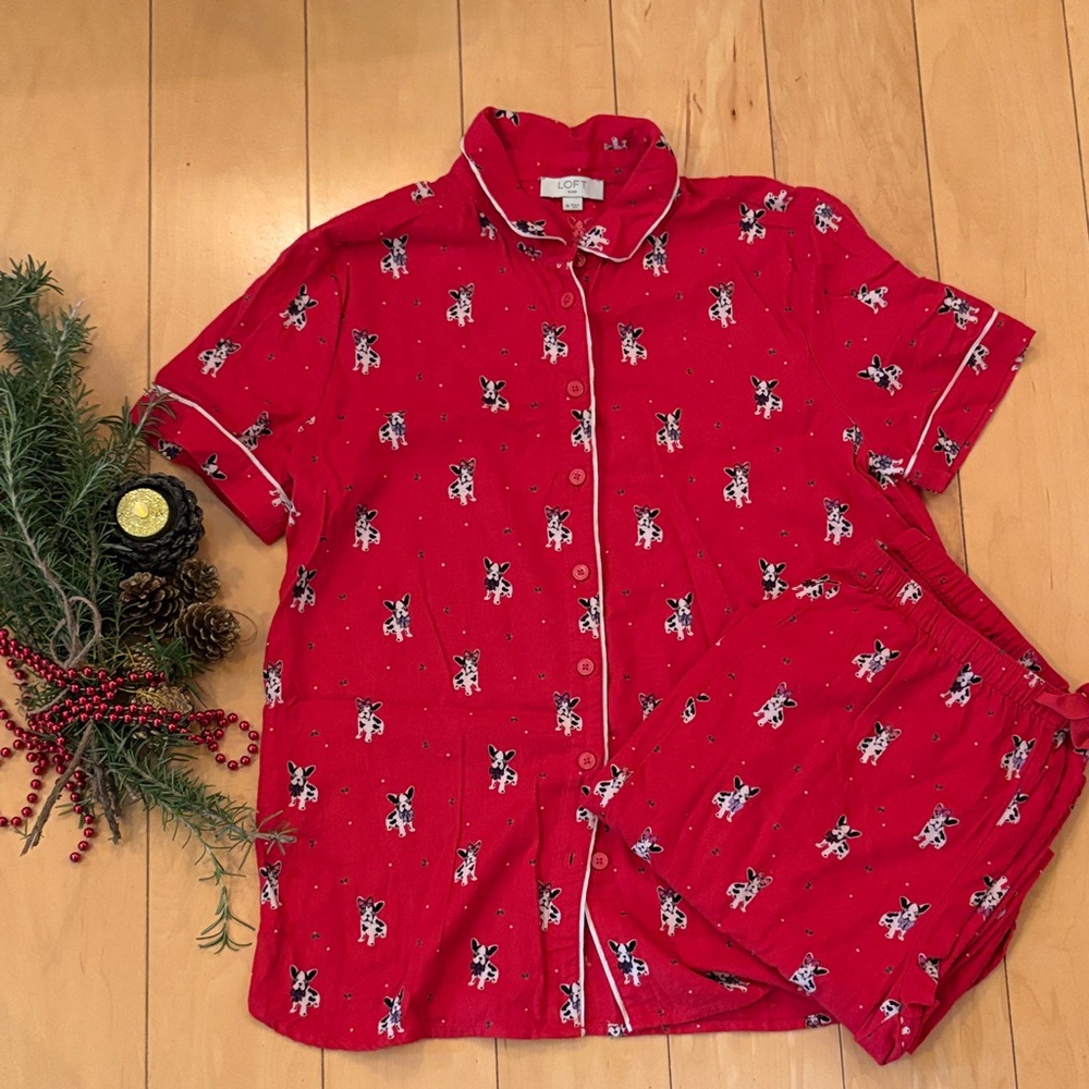PetHoliday Snuggles Pajama Set w French bull Dog Print LOFT Fun Sleepover